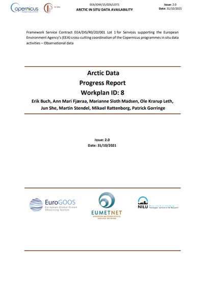 Overview of activities on in situ data in the Arctic (2020-2021)