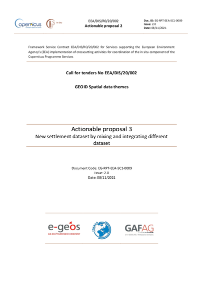 Methodology to create a new settlement dataset by integrating existing geospatial datasets
