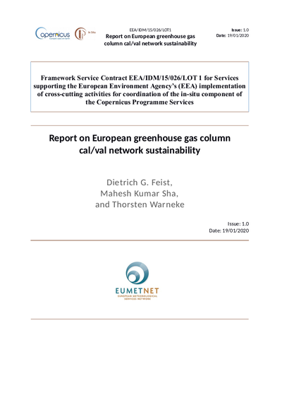 Report on European greenhouse gas column cal/val network sustainability